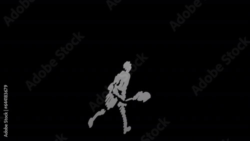 Hand drawn Tennis player animation with alpha background