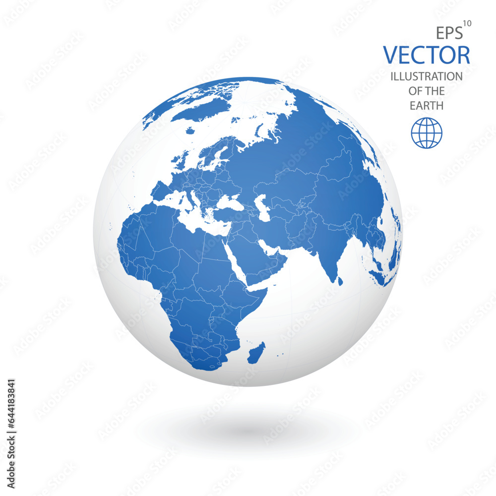 Earth illustration. Each country has its own autonomous border and background color fill, which gives the opportunity to select the desired part from the rest of the content. Objects are isolated. Earth illustration. Each country has its own autonomous border and background color fill, which gives the opportunity to select the desired part from the rest of the content. Objects are isolated.
