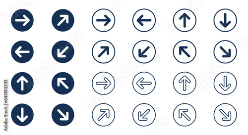Arrow set of vector flat icons. Set of flat icons, signs, symbols, and arrows for interface design, web design, apps, and more.