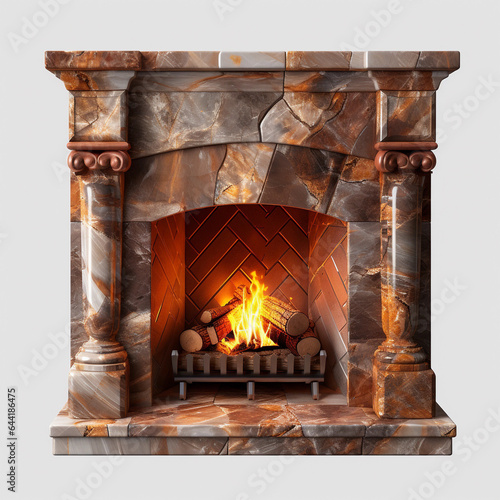 fireplace with burning logs Used to give an idea about a particular product