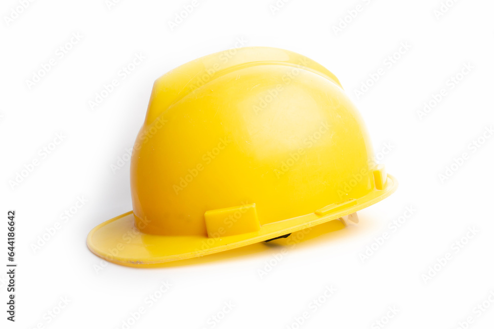 Fototapeta premium yellow savety helmet isolated on white background