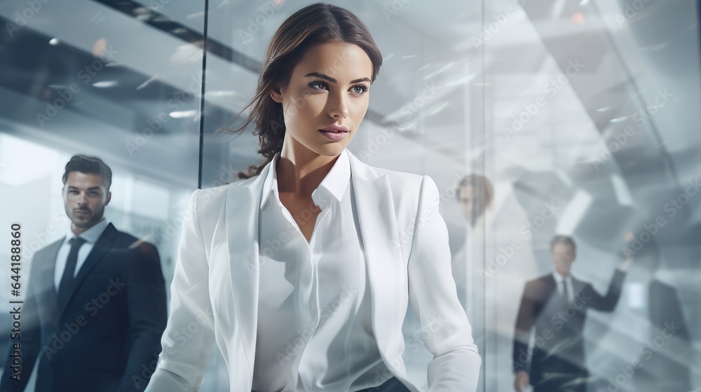 business people in a white glass office setting, creatively blurred to perfection business people in a white glass office setting, creatively blurred to perfection