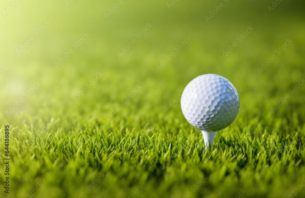 Golf ball on green background with copy space. AI Generative Golf ball on green background with copy space. AI Generative