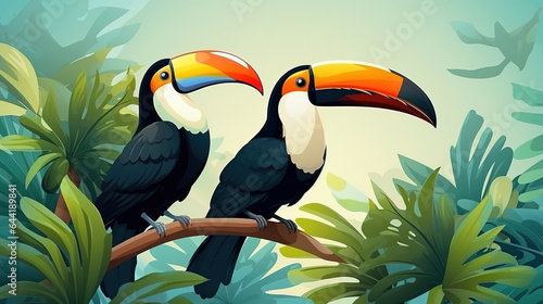 minimalist tucan jungle  illustration, with copy space © Uwe
