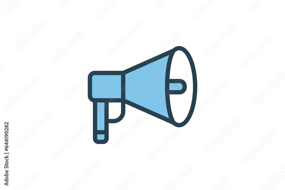 Megaphone Icon. Icon related to Communication. Suitable for web site design, app, user interfaces. Flat line icon style. Simple vector design editable