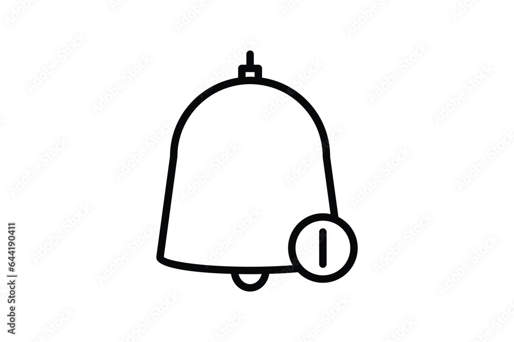 Notification Bell Icon. Icon related to Communication. Suitable for web site design, app, user interfaces. Line icon style. Simple vector design editable Notification Bell Icon. Icon related to Communication. Suitable for web site design, app, user interfaces. Line icon style. Simple vector design editable