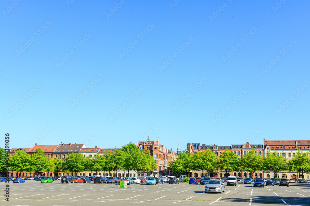 View of parking lot in city