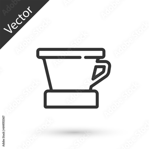 Grey line V60 coffee maker icon isolated on white background. Vector