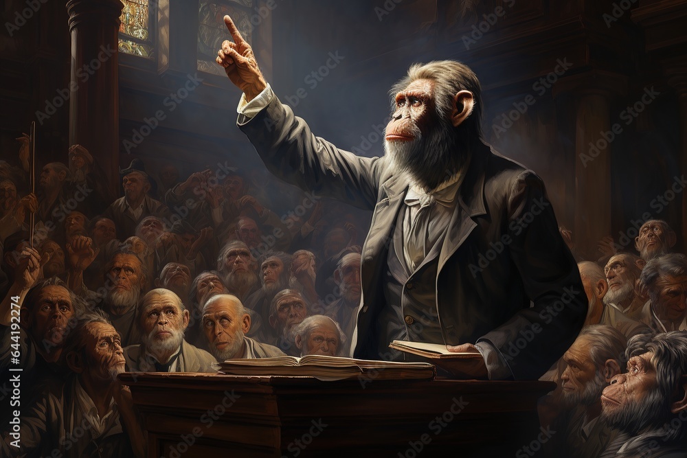 A professor gives a lecture to monkeys who listen attentively. The concept of poor learning, the inability to assimilate educational material. Generation AI A professor gives a lecture to monkeys who listen attentively. The concept of poor learning, the inability to assimilate educational material. Generation AI