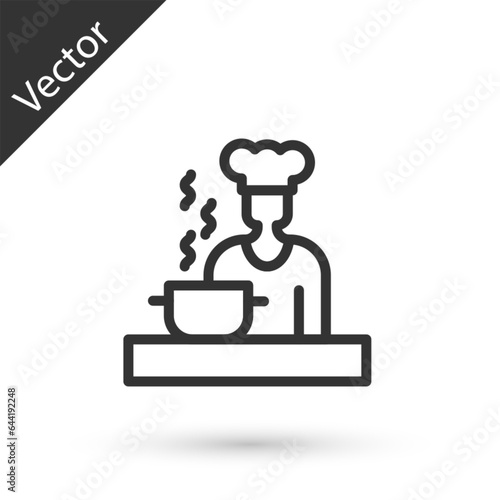 Grey line Spanish cook icon isolated on white background. Vector