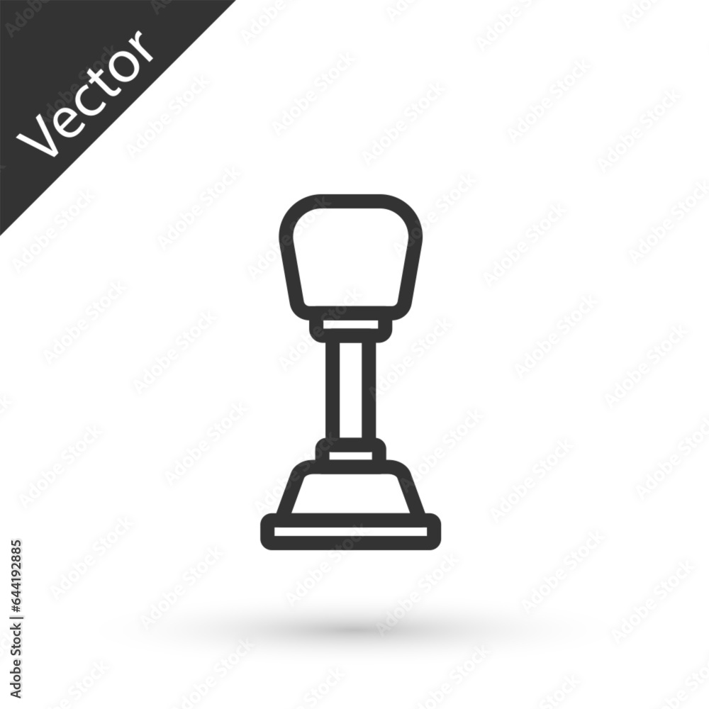 Grey line Gear shifter icon isolated on white background. Manual transmission icon. Vector Grey line Gear shifter icon isolated on white background. Manual transmission icon. Vector