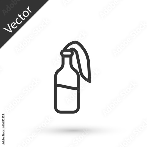 Grey line Cocktail molotov icon isolated on white background. Vector