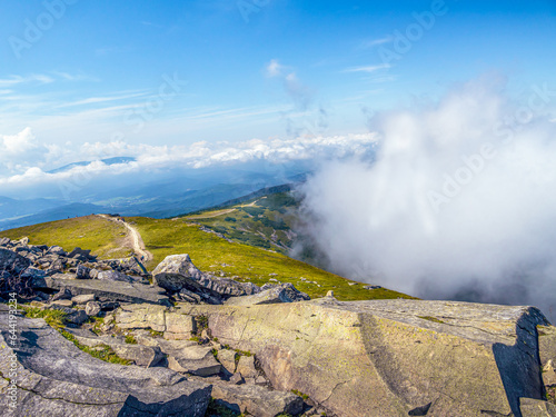 Fototapeta Naklejka Na Ścianę i Meble -  A view from Babia Mountain Peak to Beskid Zywiecki Mountains, Poland
