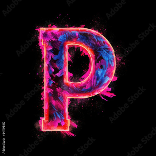 Neon Pink Magpie Font - Letter P #4