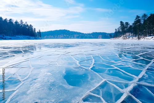 Frozen lake in the winter. © mila103