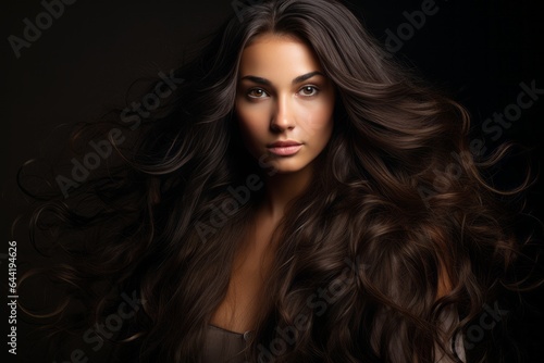  Beautiful brunette woman with long hair