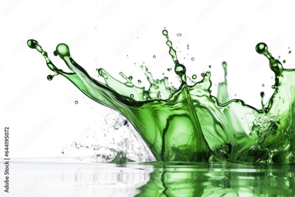 Green liquid splashes on white background. Green liquid splashes on white background.