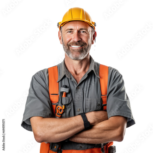 Professional worker portrait illustration with transparent background, PNG, by Generative AI