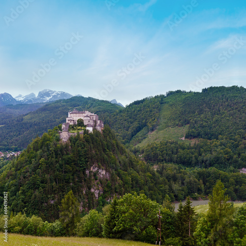 Alps mountain castle summer view (Austria, Hohenwerfen Castle, was built between 1075 and 1078) © wildman