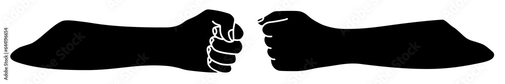 Fist bumping banner hand drawn with single line. Team work, cooperation, friends concept. Png illustration isolated on transparent background Fist bumping banner hand drawn with single line. Team work, cooperation, friends concept. Png illustration isolated on transparent background