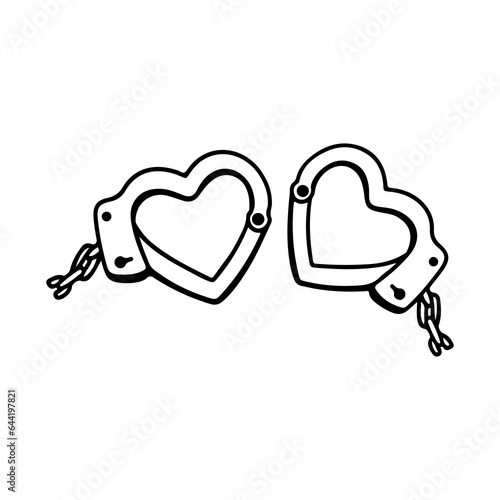 vector illustration of heart-shaped handcuffs