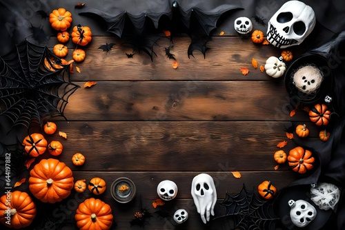 halloween background with skull and bones