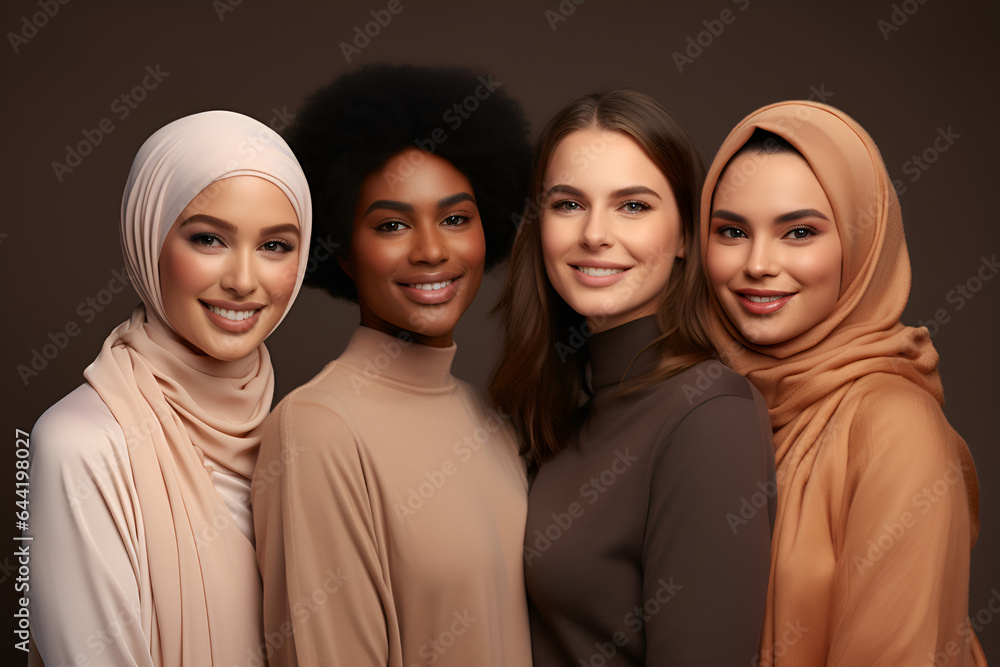 young multiethnic female persons. smiling girls. young multiethnic female persons. smiling girls.
