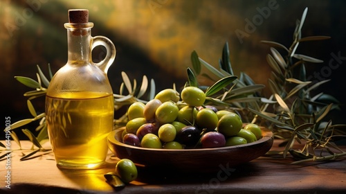 olive oil on the table.