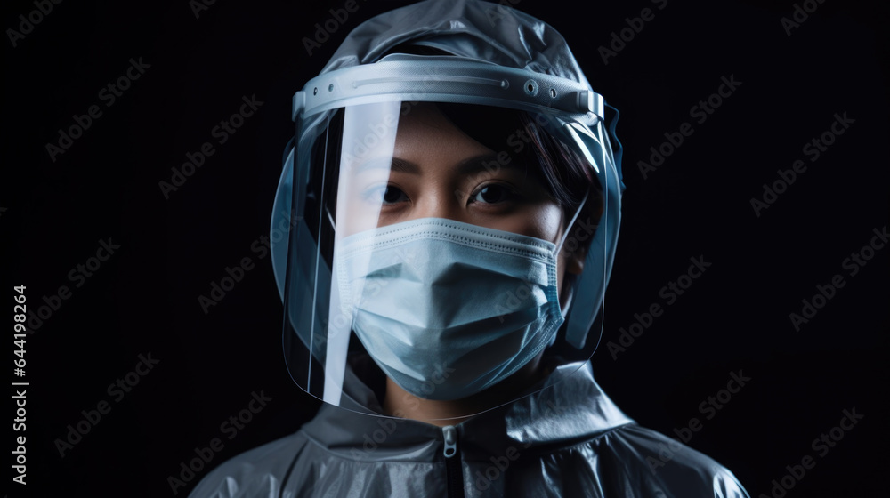 Asian Man Wearing Face Mask and Face Shield during COVID-19 Pandemic Generative AI Asian Man Wearing Face Mask and Face Shield during COVID-19 Pandemic Generative AI