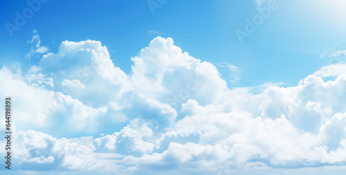Blue sky with many white, puffy clouds, blue sky with many white, puffy clouds, in the style of photo-realistic landscapes, soft-focus, high detailed.