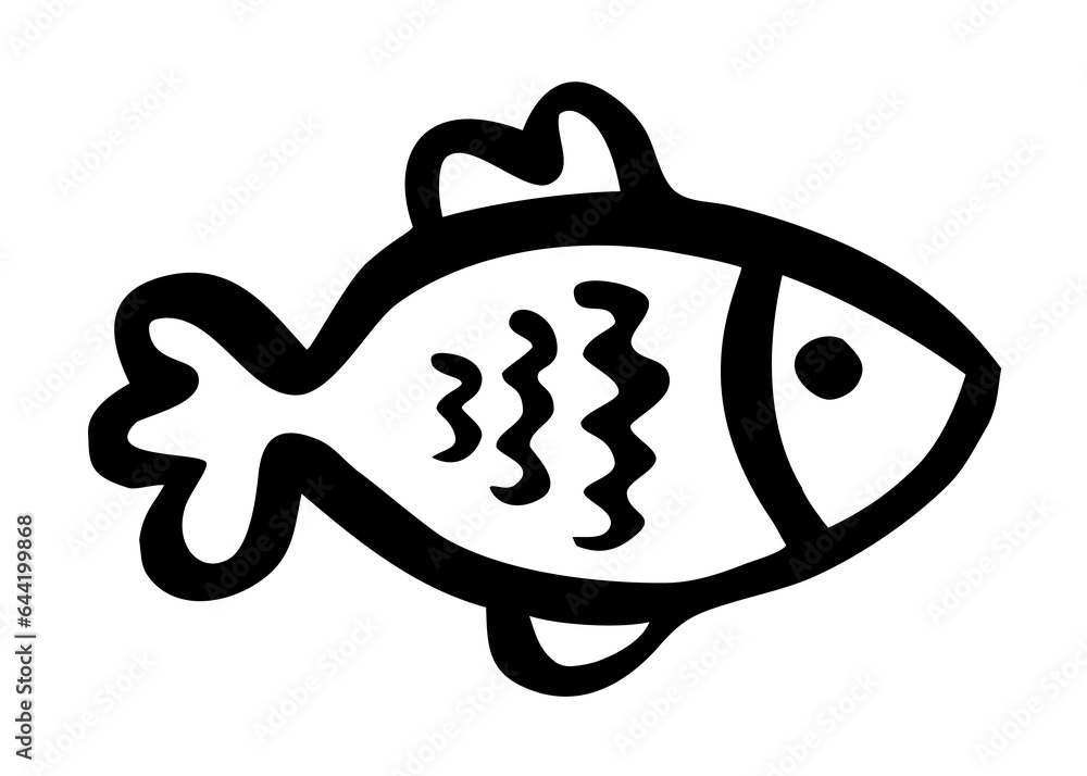 Cute cartoon fish hand painted with ink brush stroke. Png clipart isolated on transparent background Cute cartoon fish hand painted with ink brush stroke. Png clipart isolated on transparent background