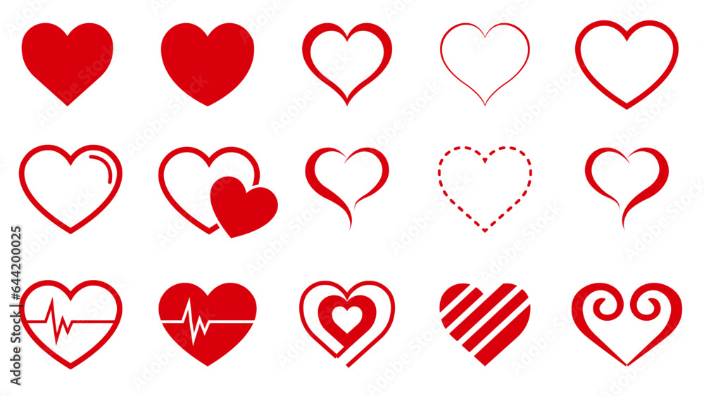 set of hearts icons in red color heart simple heart shaped metal heart with stroke valentines day icons set of hearts icons in red color heart simple heart shaped metal heart with stroke valentines day icons