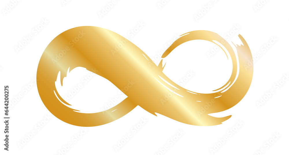 Folden infinity symbol, hand painted with calligraphic ink brush. Png clipart isolated on transparent background - obrazy, fototapety, plakaty 