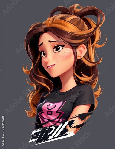 2d illustration of attractive beautiful girl