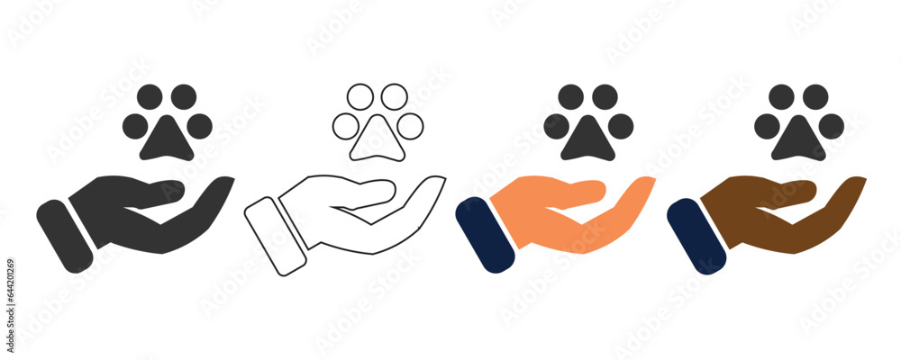 Animal Paw and Human Hand Icon vector ilustration.