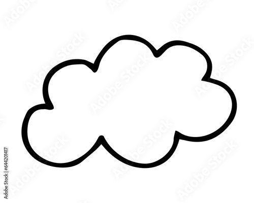 Cloud hand painted with brush. Doodle cloud icon. Png clipart isolated on transparent background