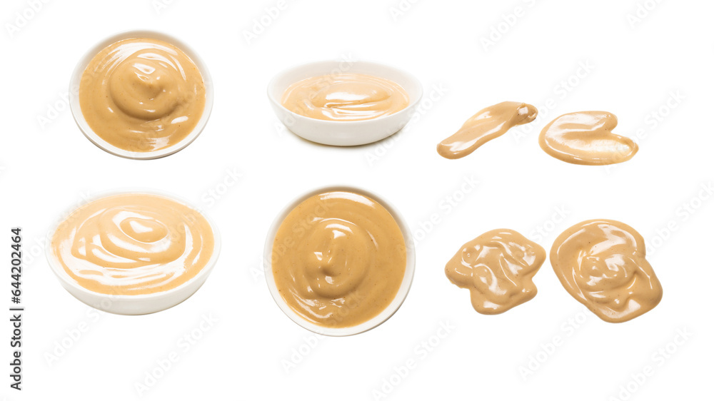 Fototapeta premium Mushroom sauce in a bowl isolated on white background.