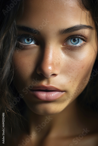 Face of beautiful young woman. Generative AI © piai