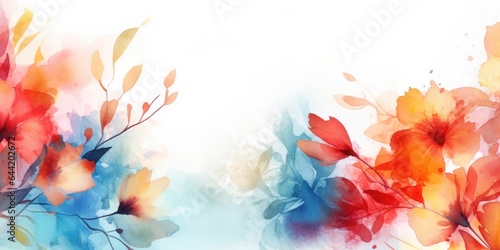 beautiful abstract red yellow blue watercolor floral design background. beautiful Generative AI AIG32