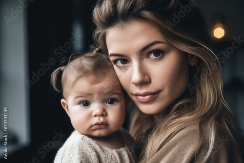 shot of a young woman holding her baby niece photo