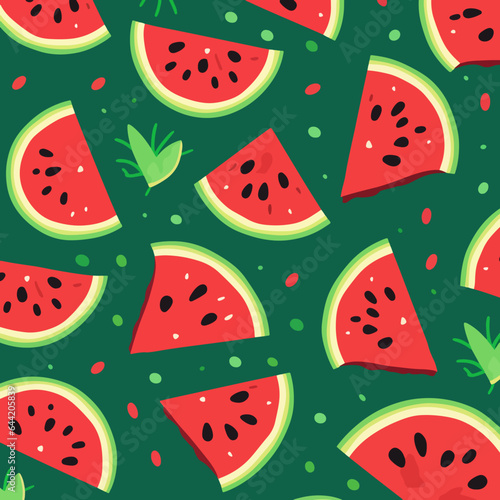Vector flat illustration of watermelon patterns, 2d vector illustration, background with patterns.