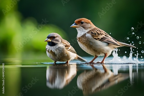 sparrow on water