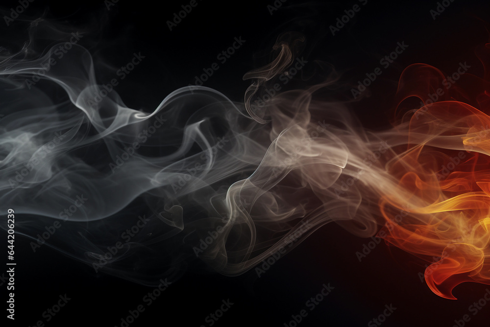 Fototapeta premium Gray smoke on a black background.
