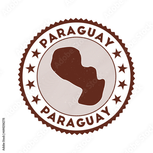 Paraguay emblem. Country round stamp with shape of Paraguay, isolines and round text. Appealing badge. Trendy vector illustration.