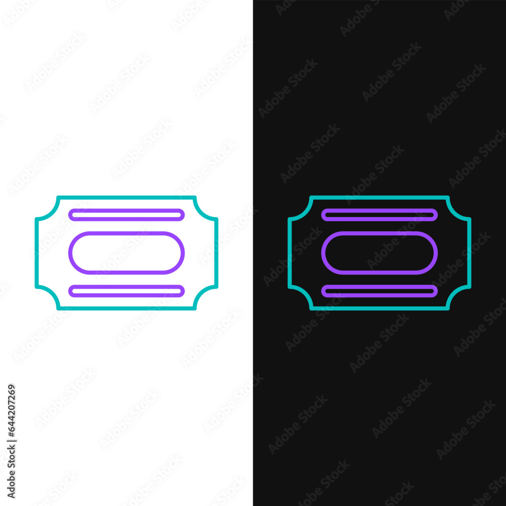 Line Circus ticket icon isolated on white and black background. Amusement park. Colorful outline concept. Vector Line Circus ticket icon isolated on white and black background. Amusement park. Colorful outline concept. Vector