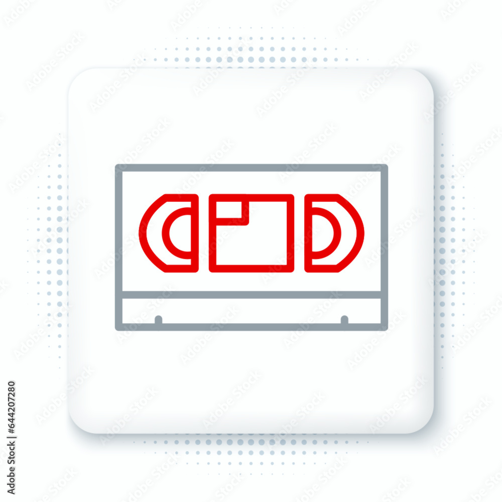 Line VHS video cassette tape icon isolated on white background. Colorful outline concept. Vector Line VHS video cassette tape icon isolated on white background. Colorful outline concept. Vector