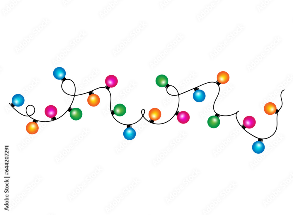 Bright Christmas light bulbs garlands on transparent background. Bright Christmas light bulbs garlands on transparent background.