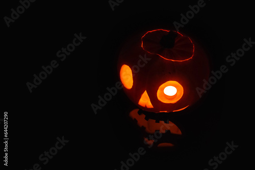 Jack O' Lantern lit in the dark for Halloween © BreizhAtao