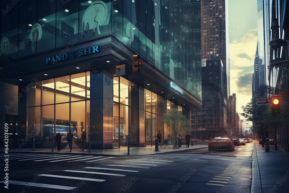 Bank and financial institution in city. Bank and financial institution in city.