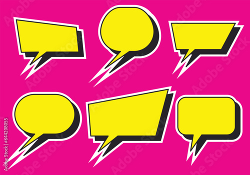 Speech balloons or speech bubbles in a 90s aesthetic. Vector illustration with empty space.